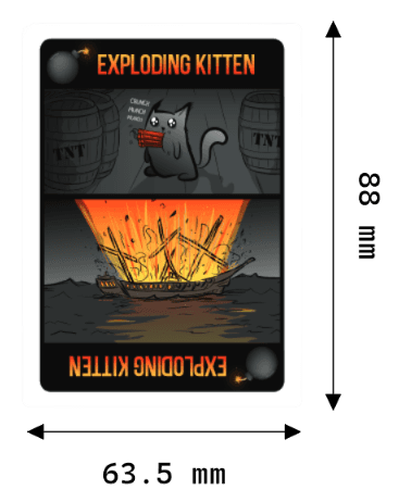 Medidas Cartas Exploding Kittens 63,5 x 88